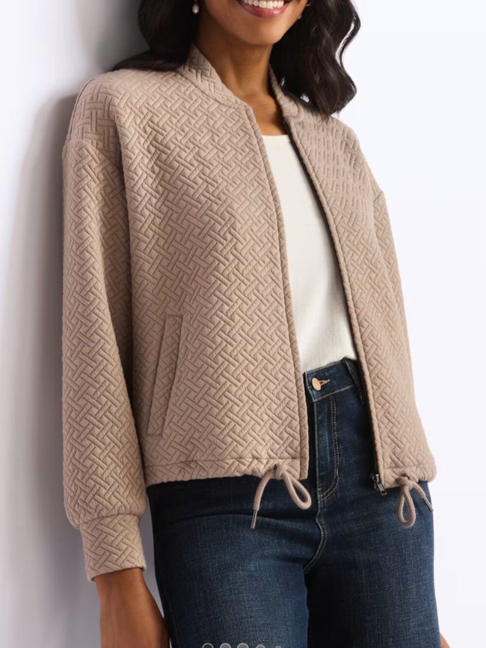 Les Serein Stitch Fix Megan Quilted Knit Bomber Brown Size XL NWT